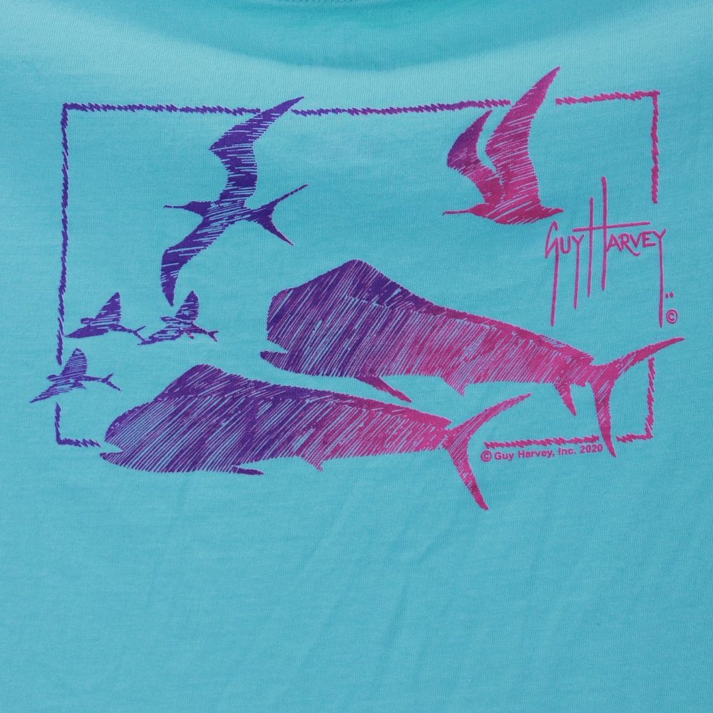 Guy Harvey V Neck Cotton Graphic Print Whale Shirt Large